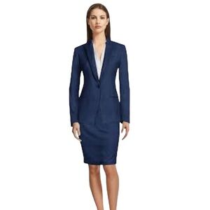 Jason Prescott 100% Wool Navy Blue Skirt Suit
